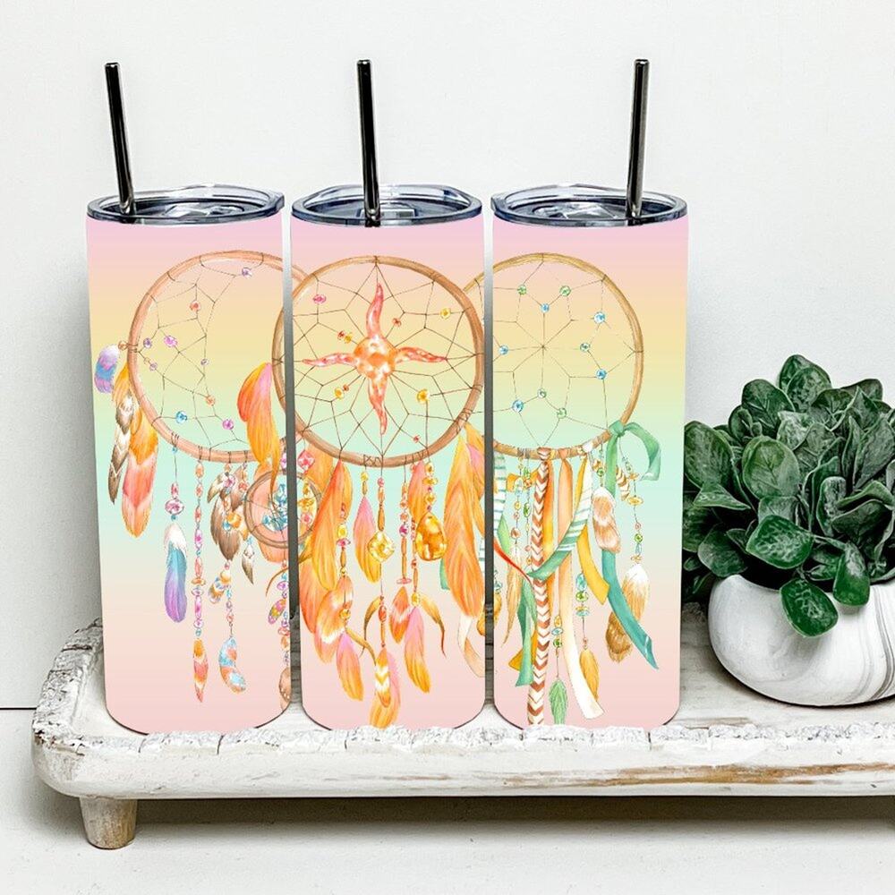 Dream Catcher Native American 20oz Tumbler With Metal Straw